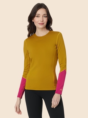 始祖鸟 Arc'teryx Rho Crew Neck LS Women'S &nbsp;保暖长袖内衣 &nbsp;育空黄& 玫红