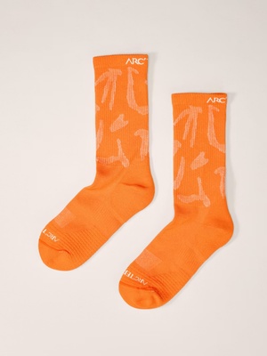 始祖鸟 Arc'teryx Synthetic Mid Grotto &nbsp;Sock 中筒运动袜 Verve 跃动橙 +白
